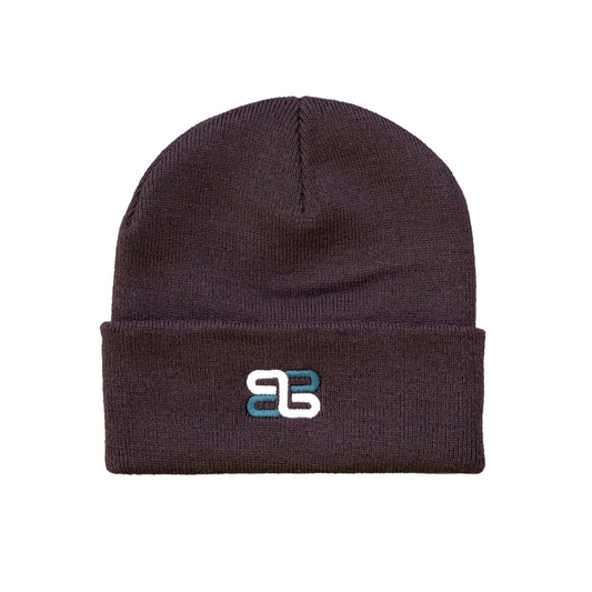 eclectic. plum beanie w/ teal&white logo